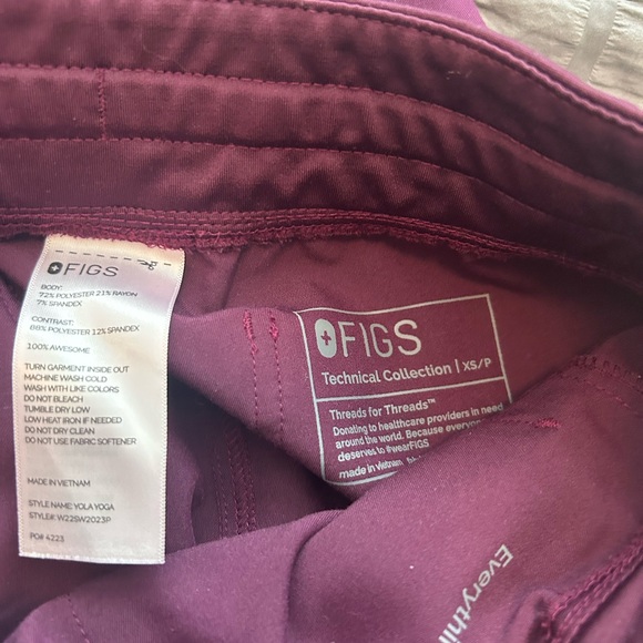 Figs Women's Burgundy Scrub Set with Orange Accents - Picture 4 of 4